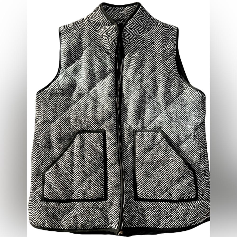 Merokeety Herringbone Fall Black and White Quilted Thick Vest Women Size XL